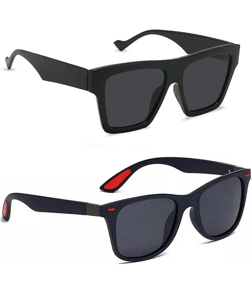 Elligator Black Rectangular Sunglasses ( Pack of 2 )