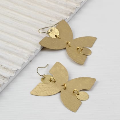 Handcrafted Brass Half Circle Textured Earring