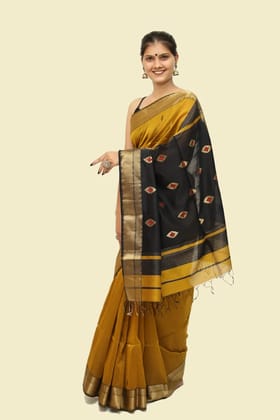 Elegant Heritage Meena Buta handloom Saree with Tassels Elegant Heritage Meena Buta handloom Saree with Tassels