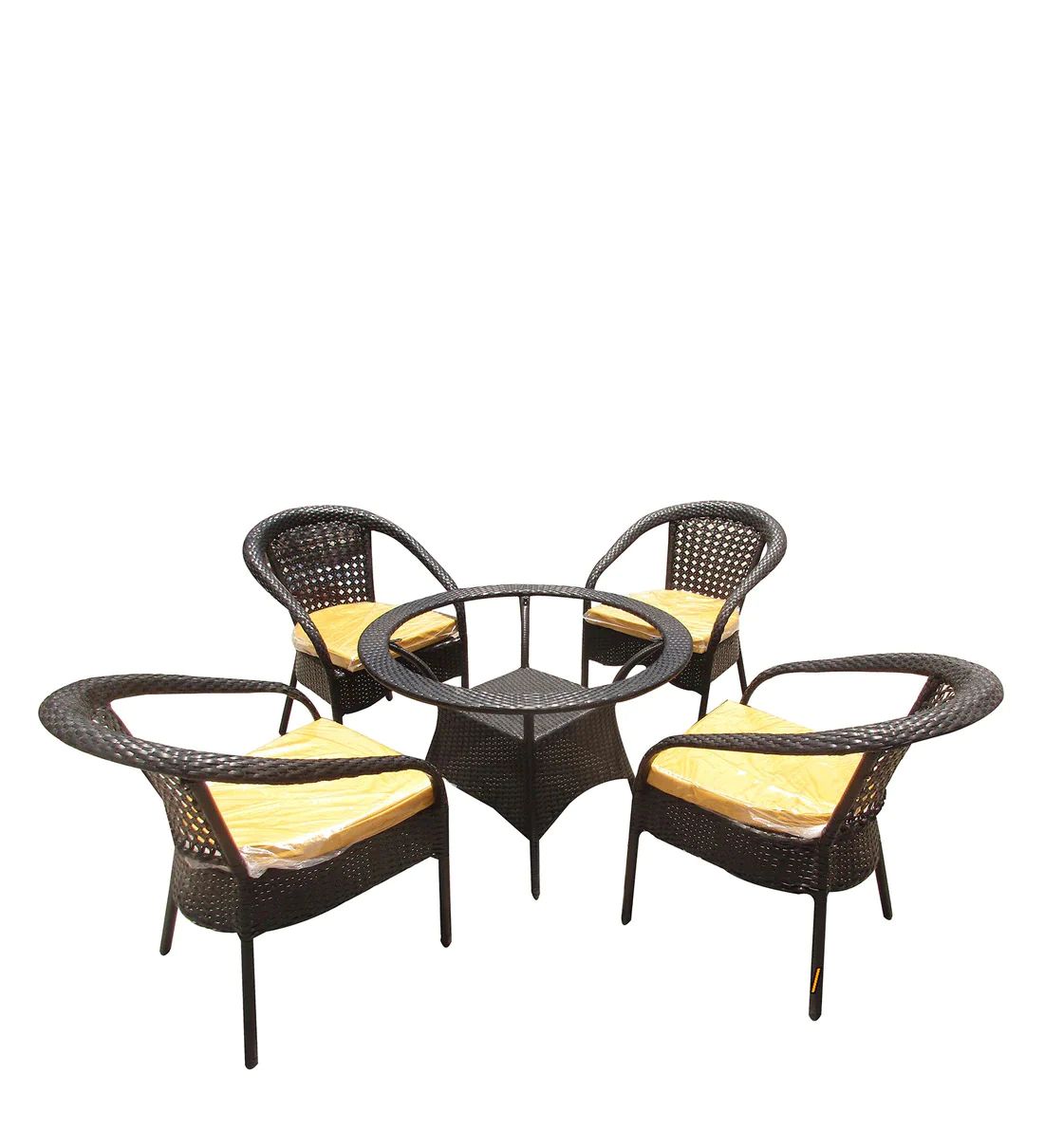 OUTDOOR PATIO SEATING SET 4 CHAIRS AND 1 TABLE SET WITH CUSHIONS