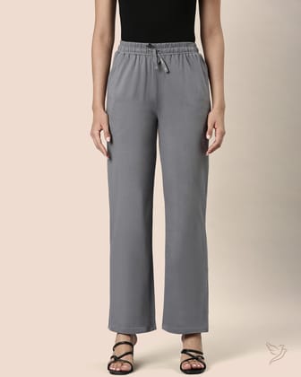 Solid Knitted Palazzo Pants - Anthrazite Grey-S / Anthrazite Grey