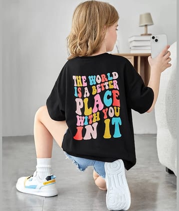 Christy World Pack of 1 Girls Cotton T-Shirt ( Black )