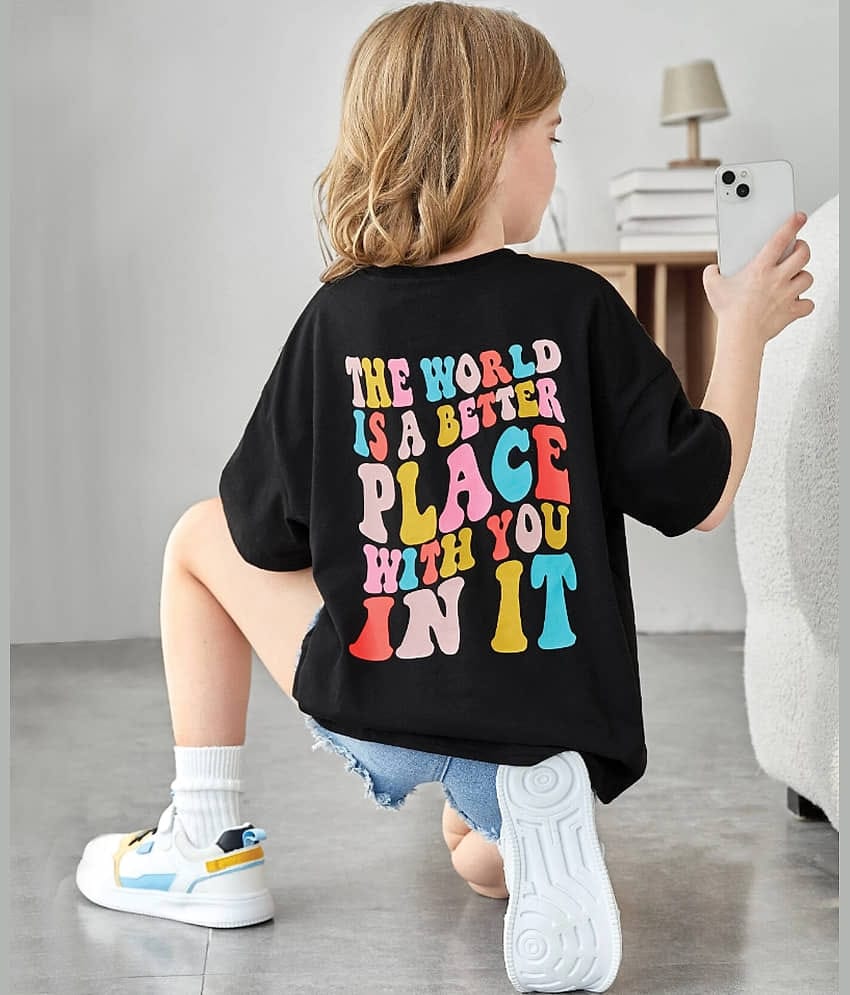 Christy World Pack of 1 Girls Cotton T-Shirt ( Black )
