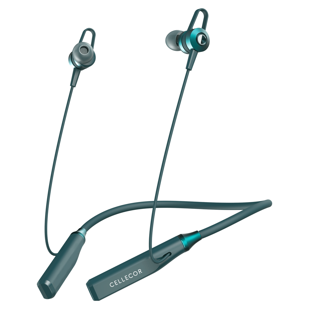 Cellecor BT-4 Wireless Waterproof Neckband with 25 Hrs playtime Headphone Bluetooth - Green