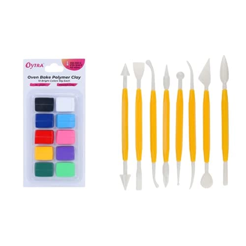 Oytra 11 Pieces Clay Tool Set for Polymer Clay Oven Bake 10 Bright Colors Combo