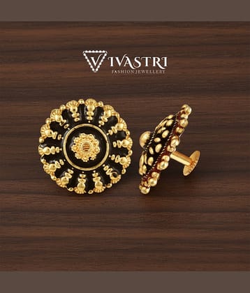VIVASTRI Golden Stud Earrings ( Pack of 1 )