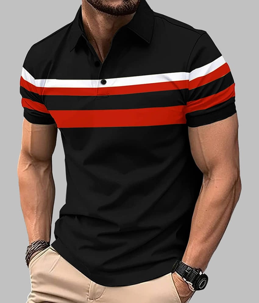 ENITOR Men Cotton Blend Regular Fit Printed Polo T Shirt ( Green )