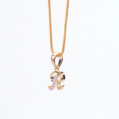 Alphabet R Two Tone Locket with Chain (18")-White / Gold Plated / 18"