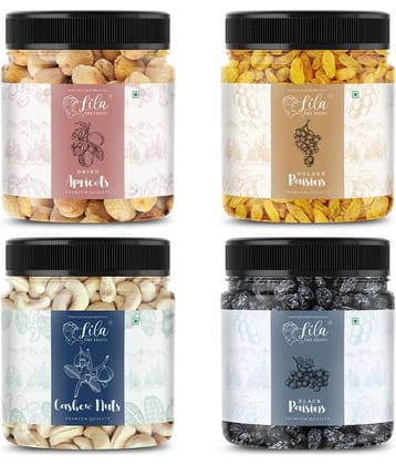 Lila Dry Fruits Cashew(250gm), Green Raisin(250gm), Black Raisin(250gm), Apricots(250gm)