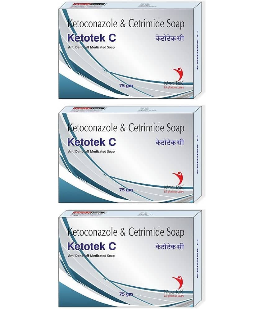 Meditek Ketotek C Antidandruff Soap 75Gms. Each - Antibacterial Soap for Normal Skin ( Pack of 3 )