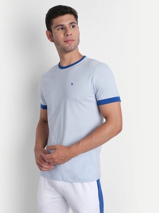 Mens Premium Cotton Half Sleeve Crew Neck T-Shirts-S / Blue