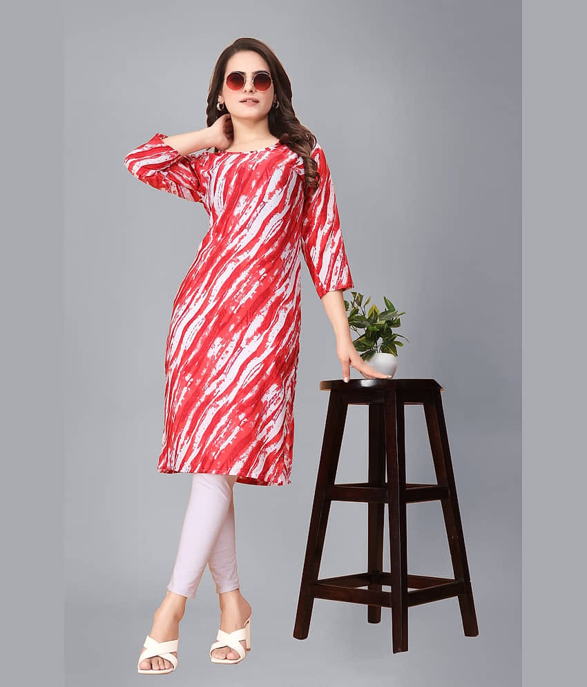 AK FASHION MALL Pack of 1 Crepe Printed Straight Women's Kurti - ( Multicolor )