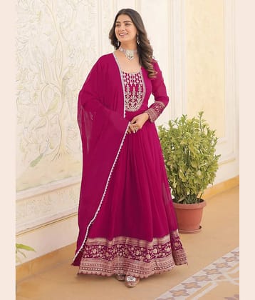 kedar fab Women's Georgette Stitched Anarkali Ethnic Gown With Dupatta