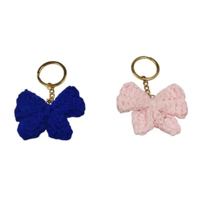 Handmade Crochet Cute Bow Keychain - Colorful & Customizable Handmade Crochet Cute Bow Keychain - Colorful & Customizable