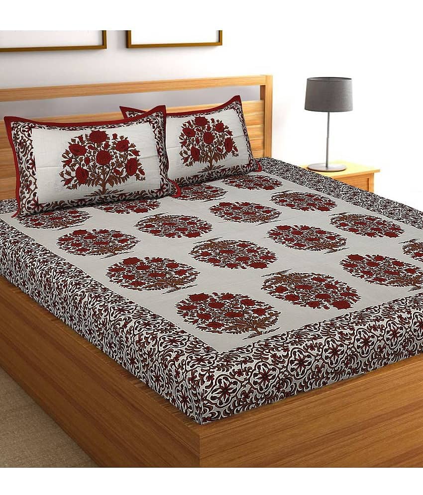Cosito Cotton 1 Double Bedsheet with 2 Pillow Covers ( Multicolor )