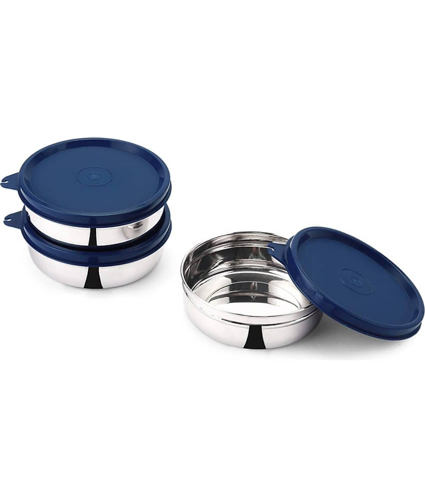 Oliveware Steel Navy Blue Food Container ( Set of 3 )