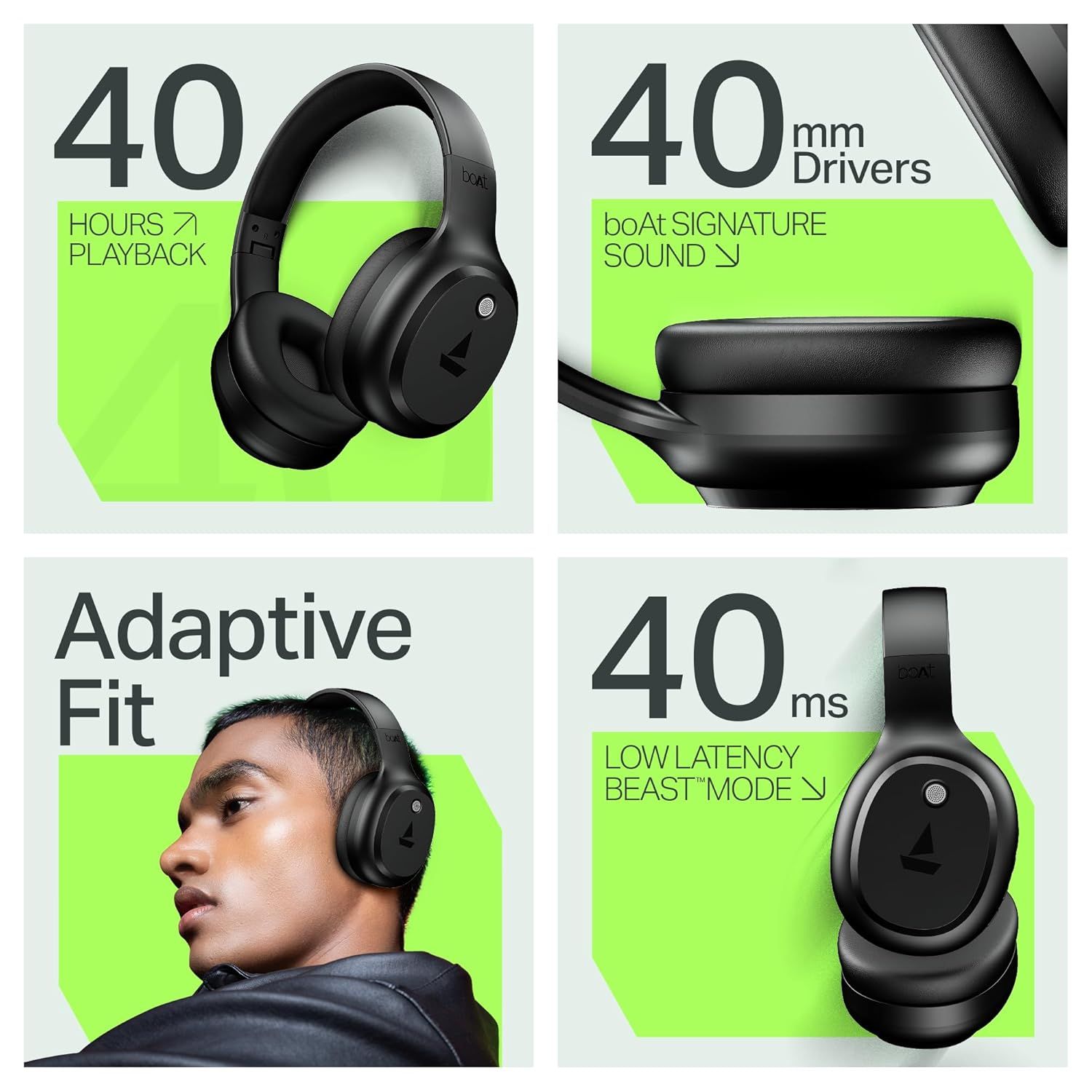 boAt Rockerz 421 (2025 Launch), 40Hrs Battery, Low Latency(40Ms), 40Mm Drivers, Enx Technology, Integrated Controls, V5.4 Bluetooth Headphones, Wireless Over Ear Headphone with Mic (Black Sabre) boAt Rockerz 421 (2025 Launch), 40Hrs Battery, Low Latency(