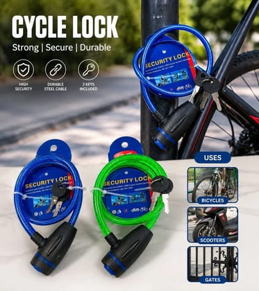 Fine Bicycle Cable Lock with 2 Keys, Black Keyed Security Lock for Cycle, Bike, Scooter & Outdoor Equipment (Color May Vary) Fine Bicycle Cable Lock with 2 Keys, Black Keyed Security Lock for Cycle, Bike, Scooter & Outdoor Equipment (Color May Vary)