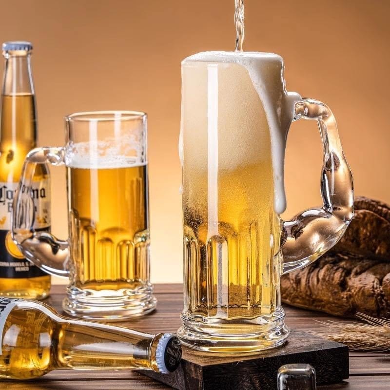 Drinking Glass Muscle Shape Beer Mug with Handle | Freezer Bear Mug for Beer, Milk, Juice, Bar, Beverages (650 ml)