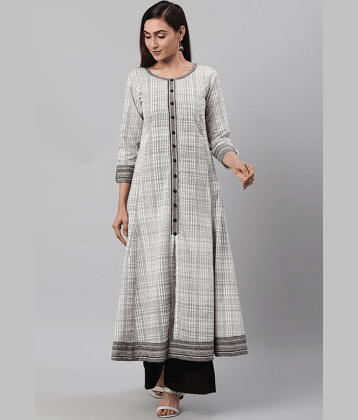 Yash Gallery - White Cotton Women's Flared Kurti ( Pack of 1 )