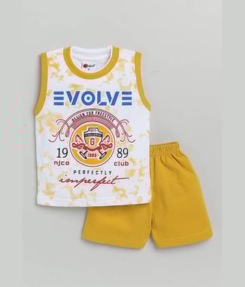 Mars Infiniti - Yellow Cotton Unisex T-Shirt & Shorts ( Pack of 1 )