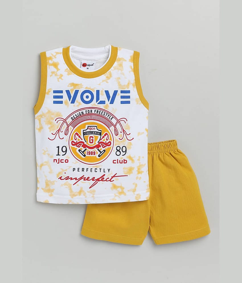 Mars Infiniti - Yellow Cotton Unisex T-Shirt & Shorts ( Pack of 1 )