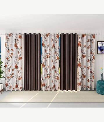 Kraftiq Homes Floral Semi-Transparent Eyelet Curtain 7 ft ( Pack of 5 ) - Multicolor