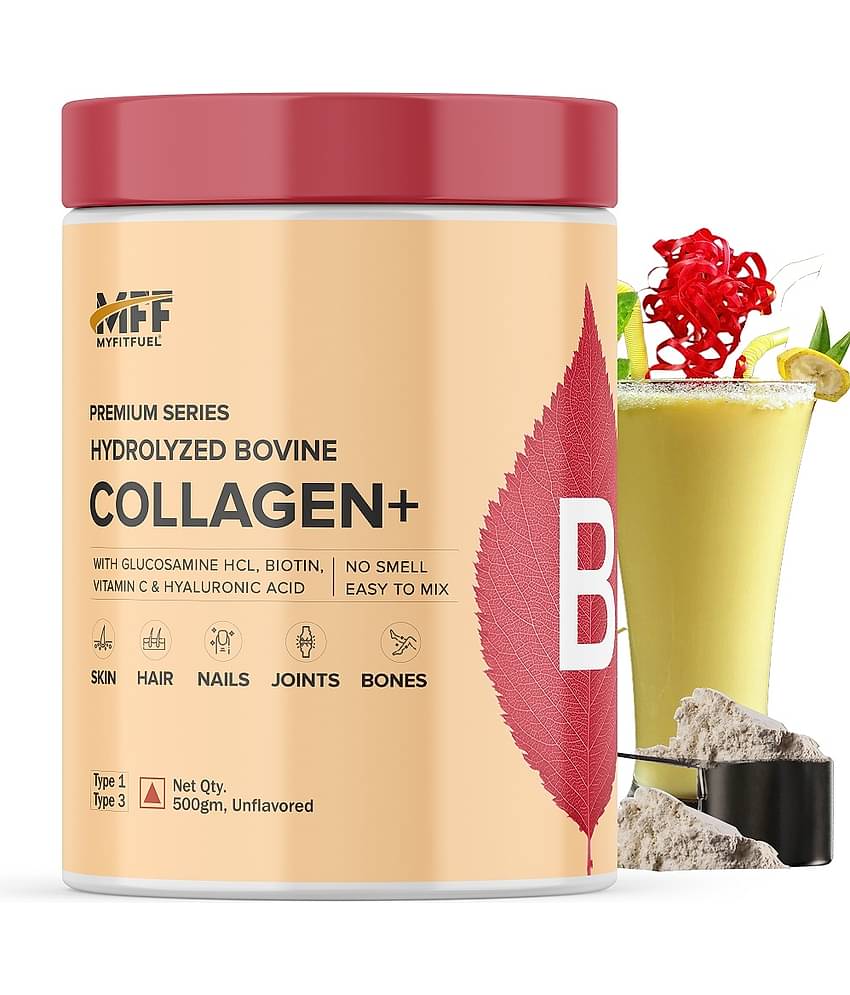 MyFitFuel Hydrolyzed Bovine Collagen with Hyaluronic Acid, Biotin, Zinc & VitaminC. 500g, Unflavored