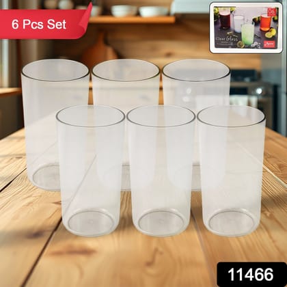 Apex Clear Plastic Tumbler / Glass Set – 6-Piece Unbreakable | Assorted Colour
