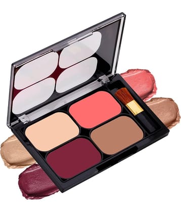 Colors Queen Blush and Highlighter Palette for Face Makeup with Brush (Multicolor - 04)