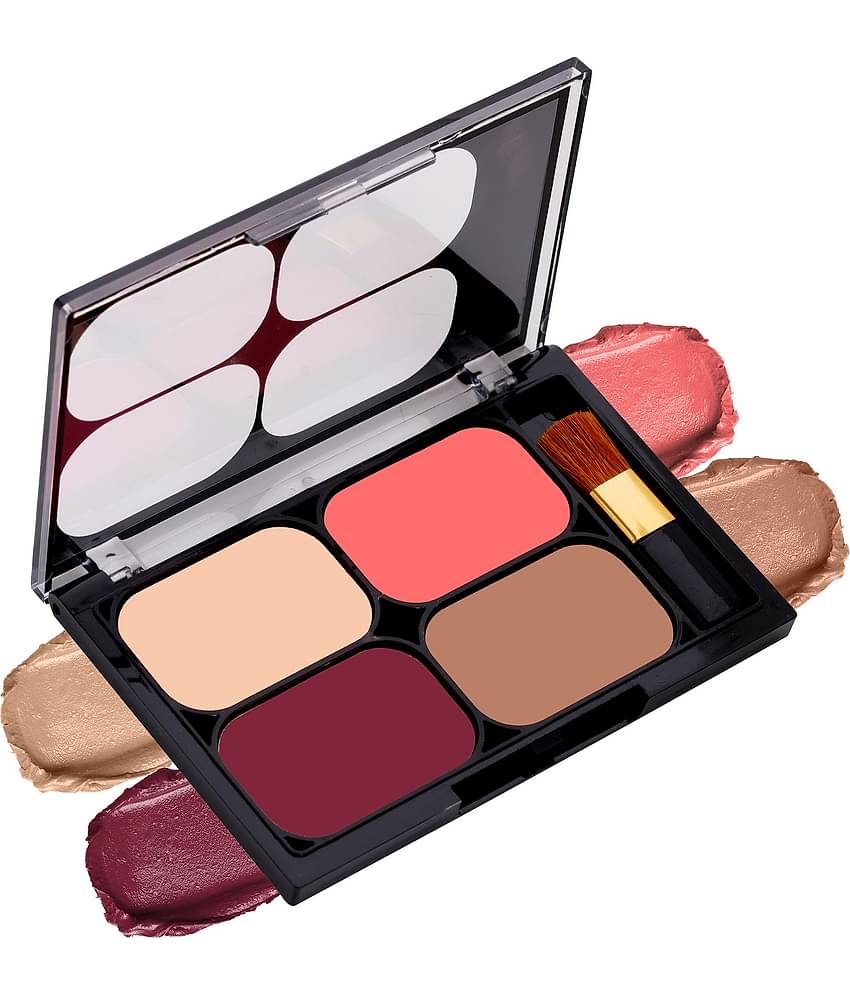 Colors Queen Blush and Highlighter Palette for Face Makeup with Brush (Multicolor - 04)