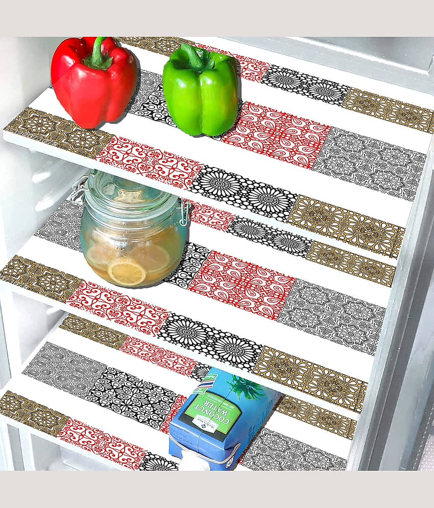 Crosmo PVC Abstract Fridge Mats ( 43 28 ) Pack of 3 - Multicolor