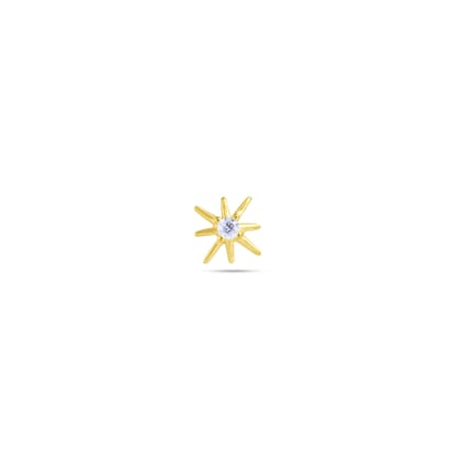 Zirconia with dainty sunrays stud earring - Pair-14k plated