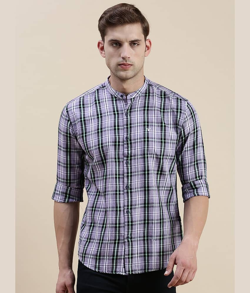 Showoff Cotton Blend Regular Fit Checks Full Sleeves Men's Casual Shirt - Lavender ( Pack of 1 )