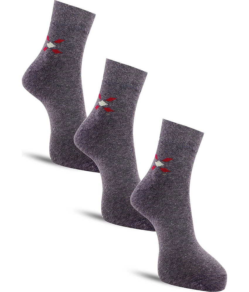 Dollar - Cotton Men's Solid Light Grey Ankle Length Socks ( Pack of 3 )