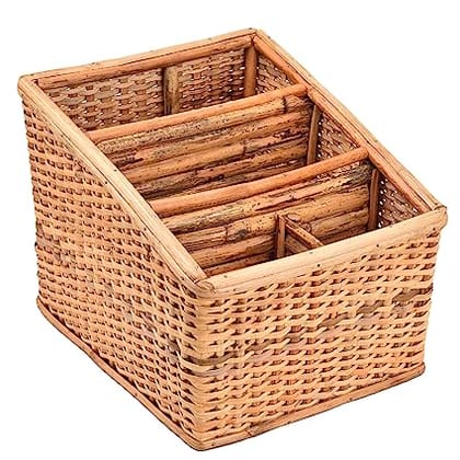 Dastkar Crafts Cane Rattan Handmade Multipurpose Basket/Magazine Stand Holder (Brown, Standard) Dastkar Crafts Cane Rattan Handmade Multipurpose Basket/Magazine Stand Holder (Brown, Standard)