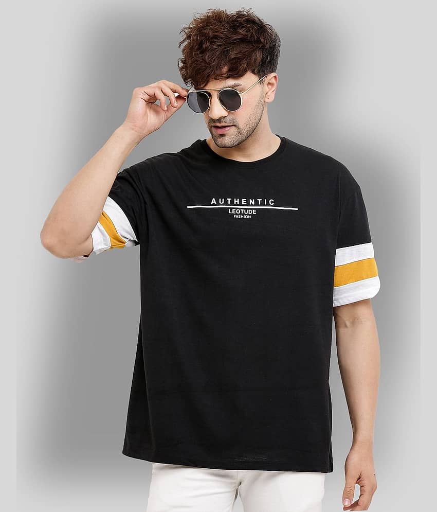 Leotude Pack of 1 Cotton Blend Regular Fit Men's T-Shirt ( Black )