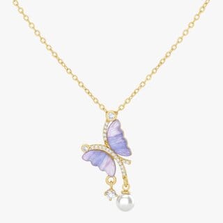 Purple Zircon Butterfly Pendant