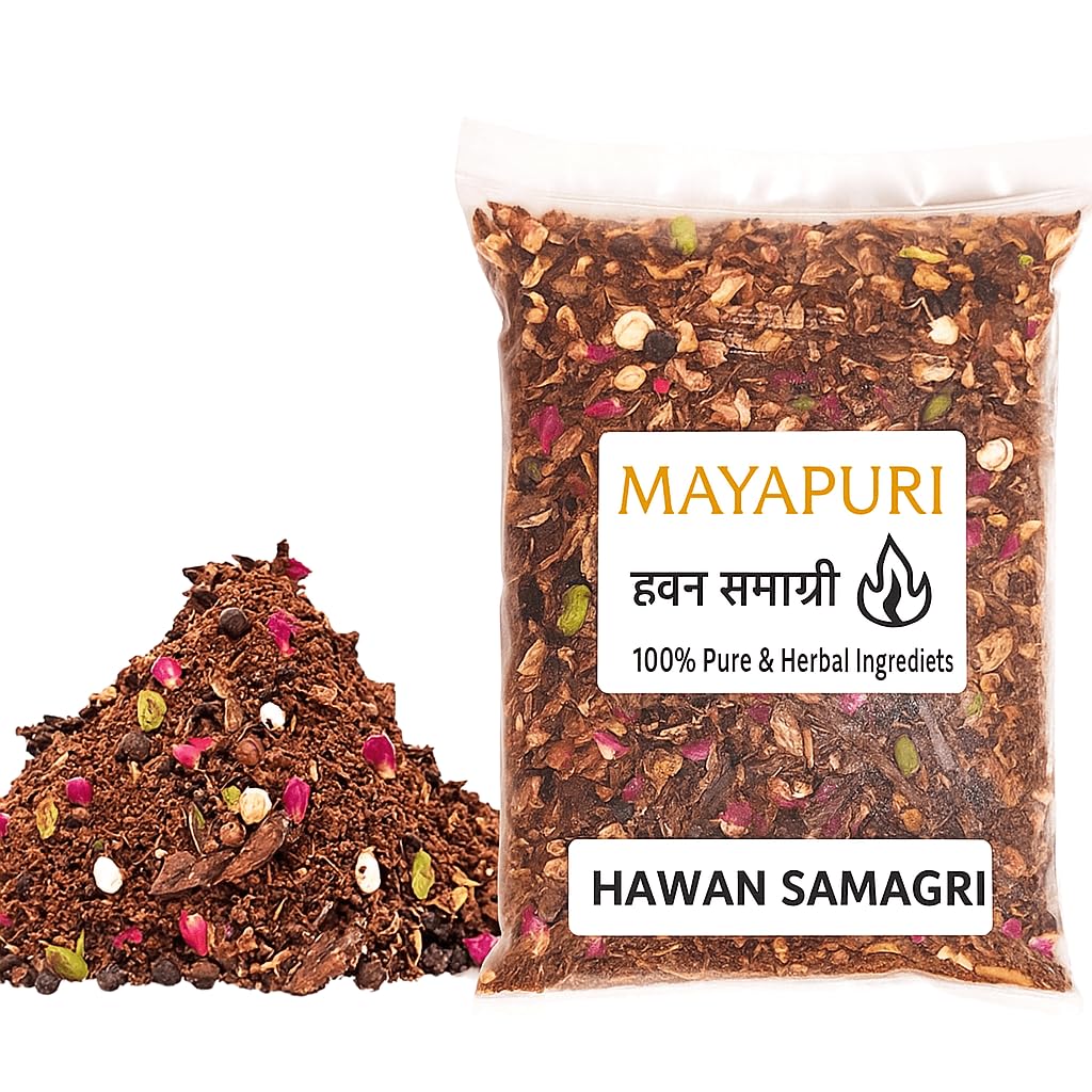 MAYAPURI Pure & Natural Hawan Samagri for Puja and Yajna Ayurvedic Herbs, Dry Wood, Flowers & Roots for Home Temple, Havan Kund Rituals