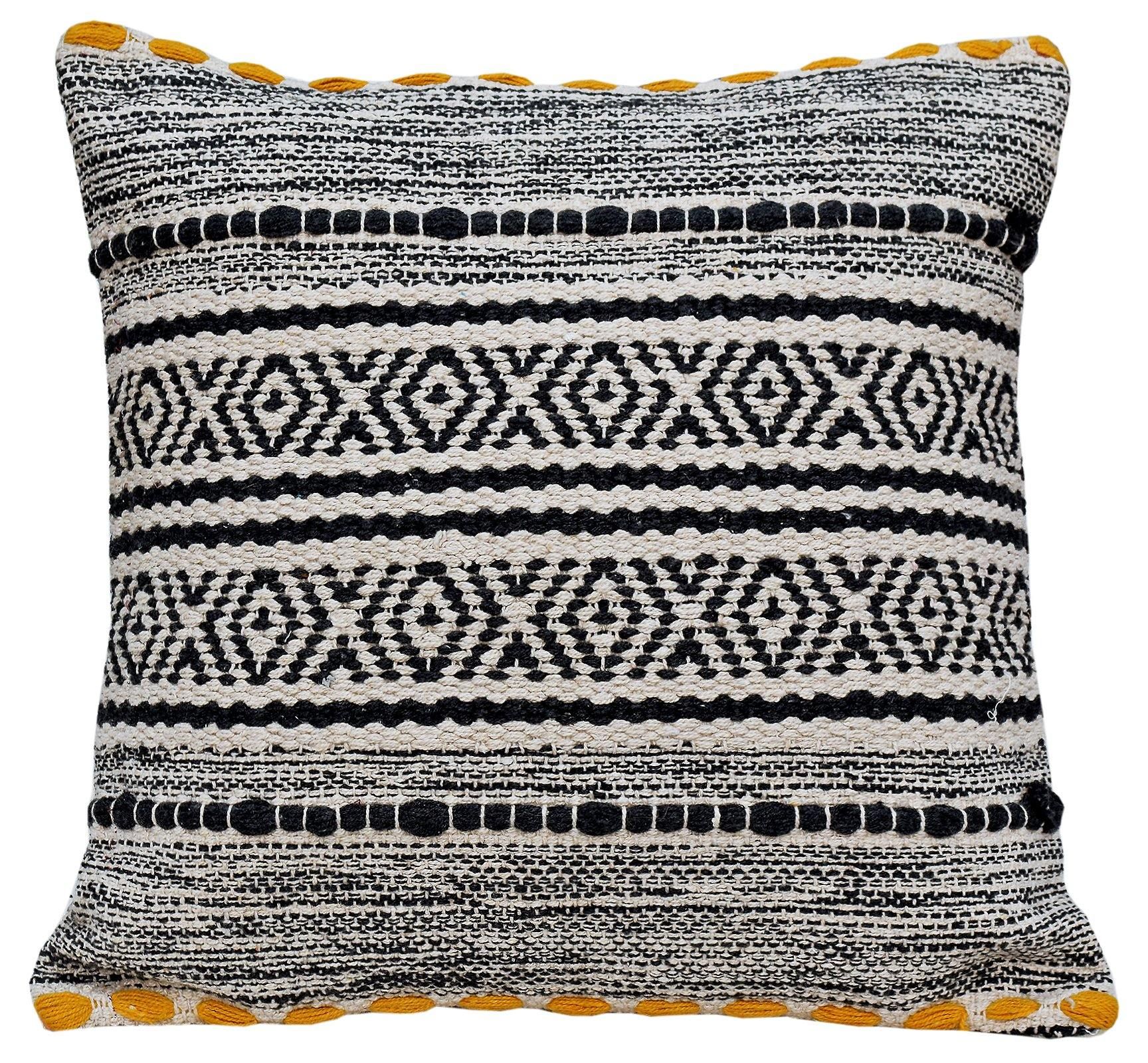 18" Designer Cushion Cover - Black and Yellow-18 x 18 inches