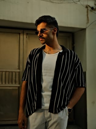 Relaxed Knit Shirt - Contrast-Extra Large