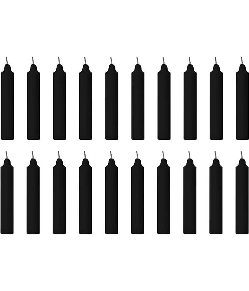 PROSPERRO LUMO - Black Unscented Pillar Candle 10 cm ( Pack of 20 )