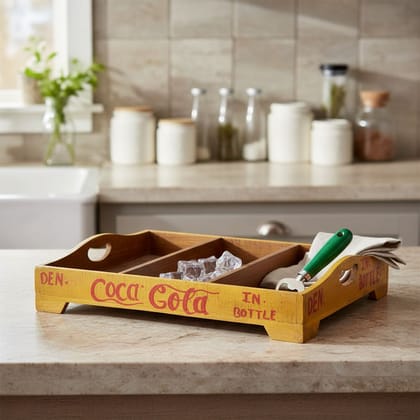 Indian Handpainted Coca Cola Wooden Serving Tray