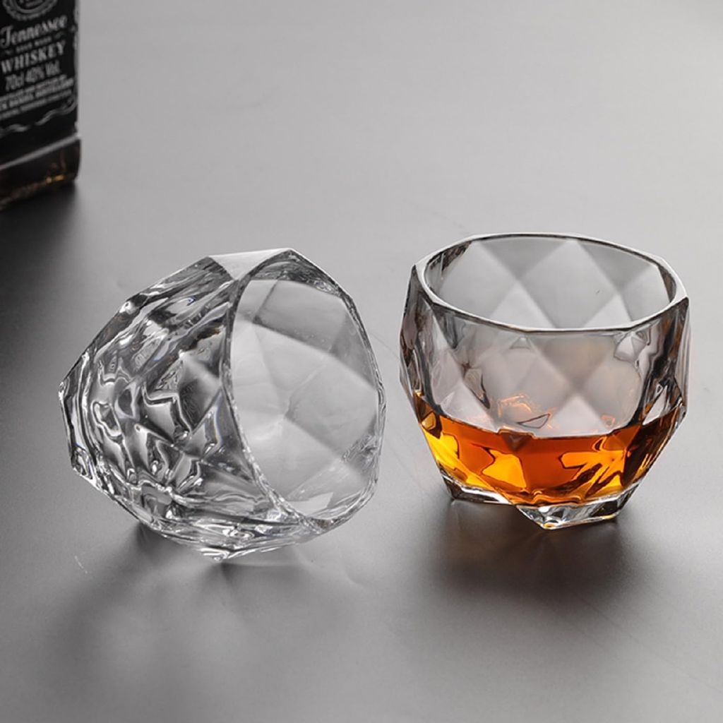 High end Double Rock Old Fashioned Whiskey Glasses, Brandy Glass Cocktail Glasses for Scotch, Wine, Bourbon and Cognac - Kitchen Glassware Parties Cocktails Glass (340 Ml)