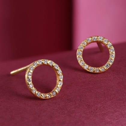 92.5 Silver Zircon Ring Stud Earrings-Earring