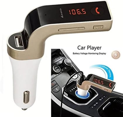 Car G7 LCD Bluetooth FM Transmitter Car Charger with Dual USB, Hands-Free Calling, LED Display & Music Streaming