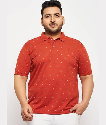 RELANE Pack of 1 Cotton Blend Regular Fit Printed Half Sleeves Men's Polo T Shirt ( Rust )