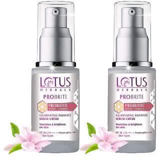 Lotus Herbals Probrite Illuminating Radiance Serum+Cream  Nourishes Skin  Spf 20  Pa+++  30Ml ( Pack Of 2 )