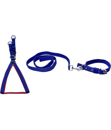 Tame Love Combo Dog Harness Leash Collar for small pet (Blue Color-0.75 Inch)