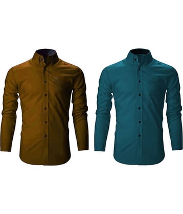 Bluedove Cotton Blend Regular Fit Solids Full Sleeves Men's Casual Shirt - Red ( Pack of 2 )